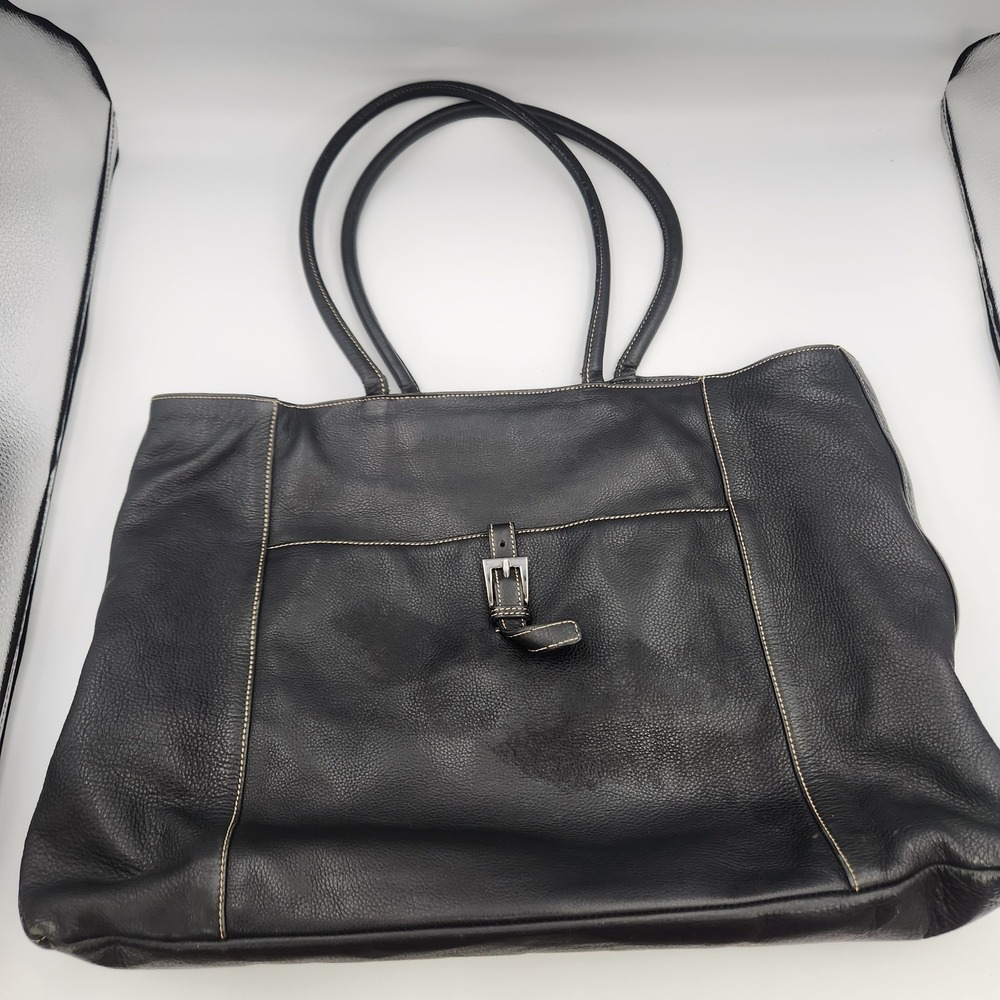 Bettina Made in Italy Black Leather Tote‎ Bag Shoulder Bag Authentic Genuine